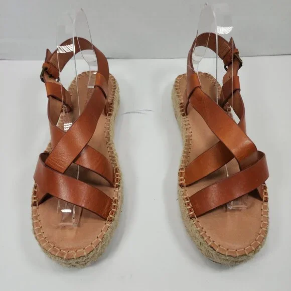 Madewell Malia Asymmetrical Espadrille women strappy Leather Sandals Size 8 - Picture 3 of 14